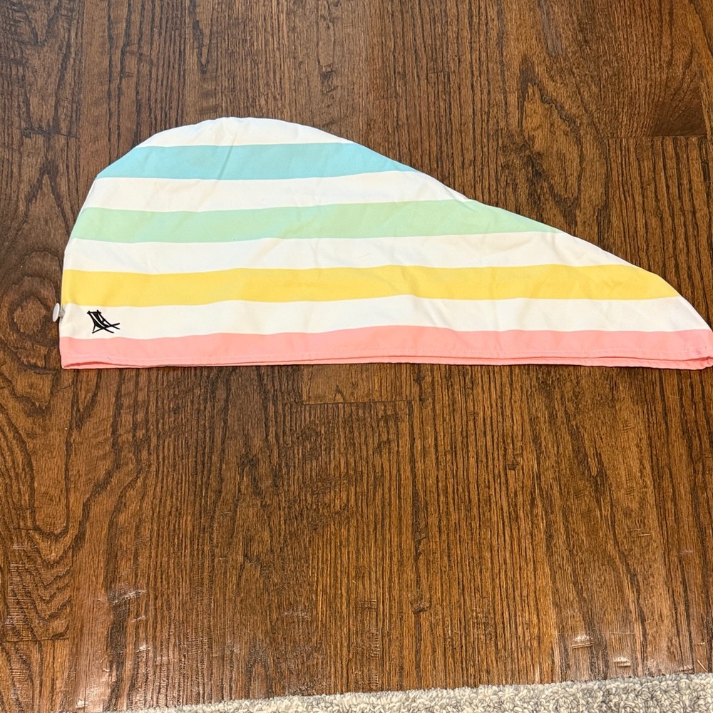 Dock and Bay Striped Dry Hair Wrap in Pastel Rainbow